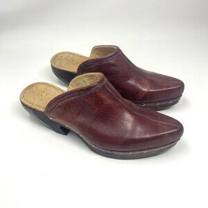 Caligula Burgundy Leather Clogs Size 38 8